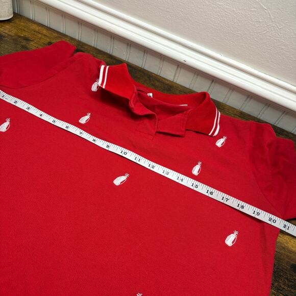 Allyson Whitmore Size M Vintage AW Golf Polo Embroidered Clubs Bag Red White - Picture 6 of 12